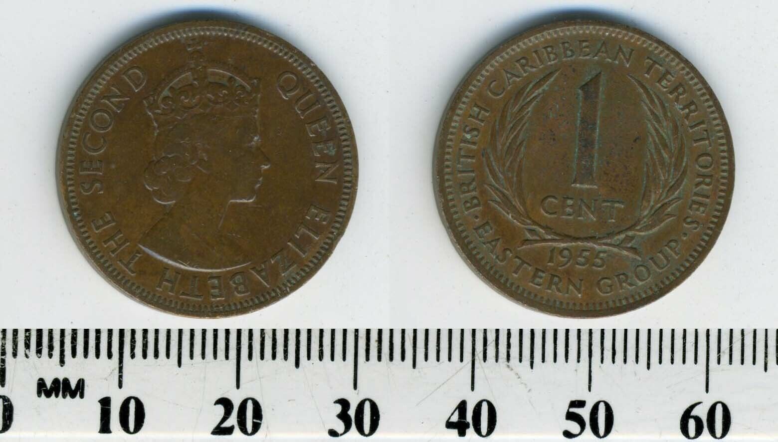 East Caribbean States 1955 - 1 Cent Bronze Coin - Queen Elizabeth Ii