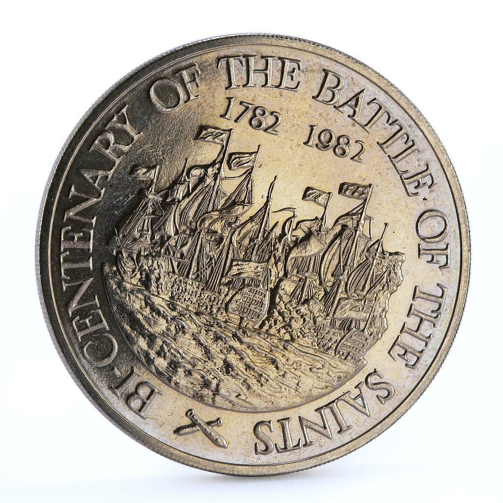 Saint Lucia 10 Dollars Naval Battle Of Saints Ships Clippers Cuni Coin 1982