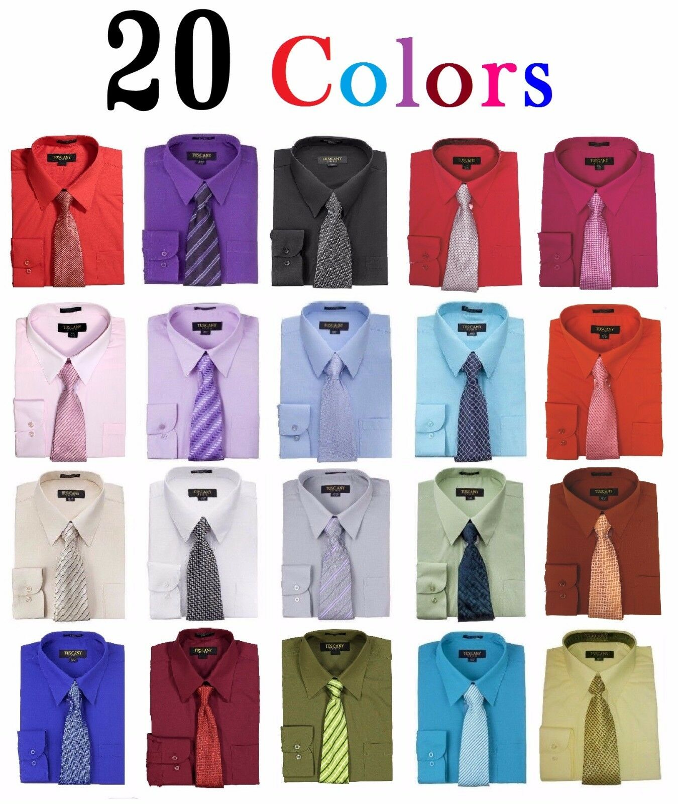 Men's Dress Shirts With Matching Tie Set Cotton Blend Shirt  Set