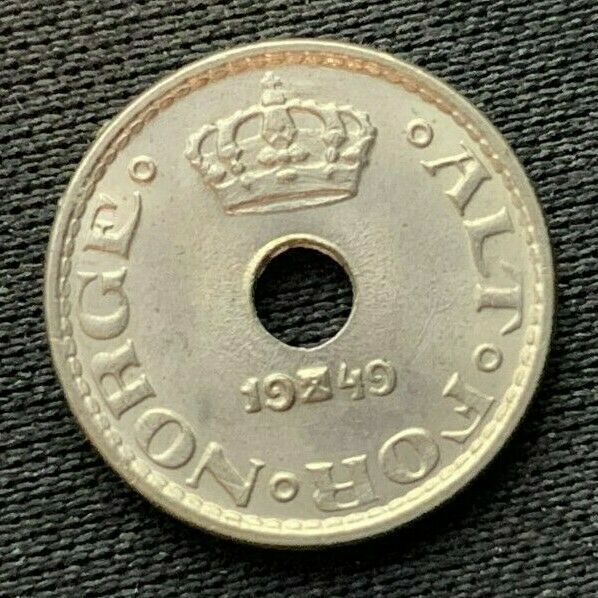 1949 Norway 10 Ore Coin Bu Unc      World Coin  High Grade    #c605