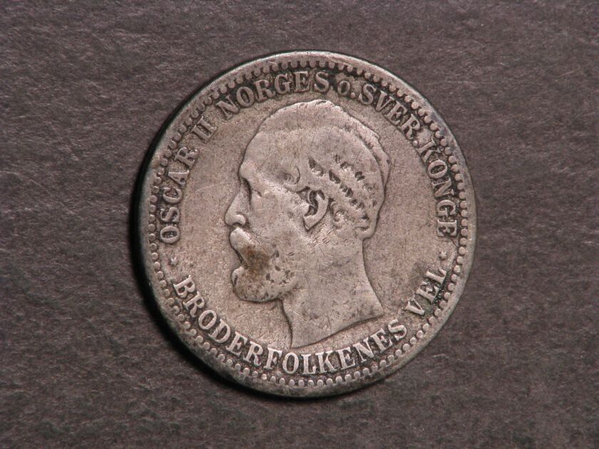 Norway 1891 50 Ore Silver Fine