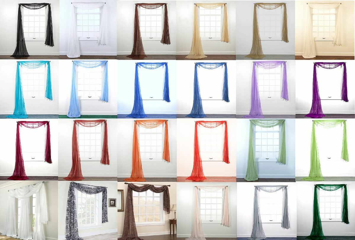 Hotel High Quality Valance Window Scarf Swag Voile Sheer Elegant Topper 216