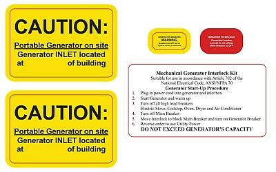 Generator Interlock And Or Transfer Switch Caution Labels Nec Article 702.7