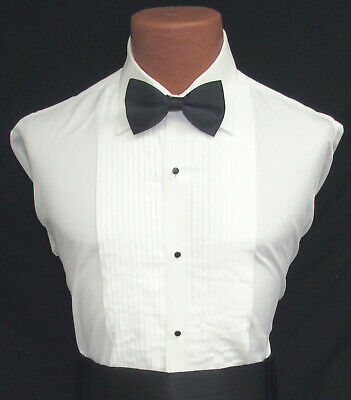Men's Ivory Off-white Pleated Front Laydown Collar Tuxedo Shirt Wedding Prom