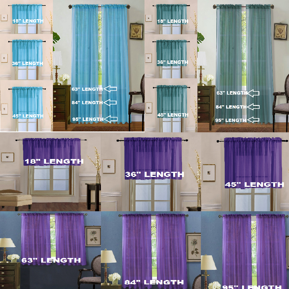 2 Piece Sheer Voile Window Elegance Curtains Drape Panels Treatment 84 Length