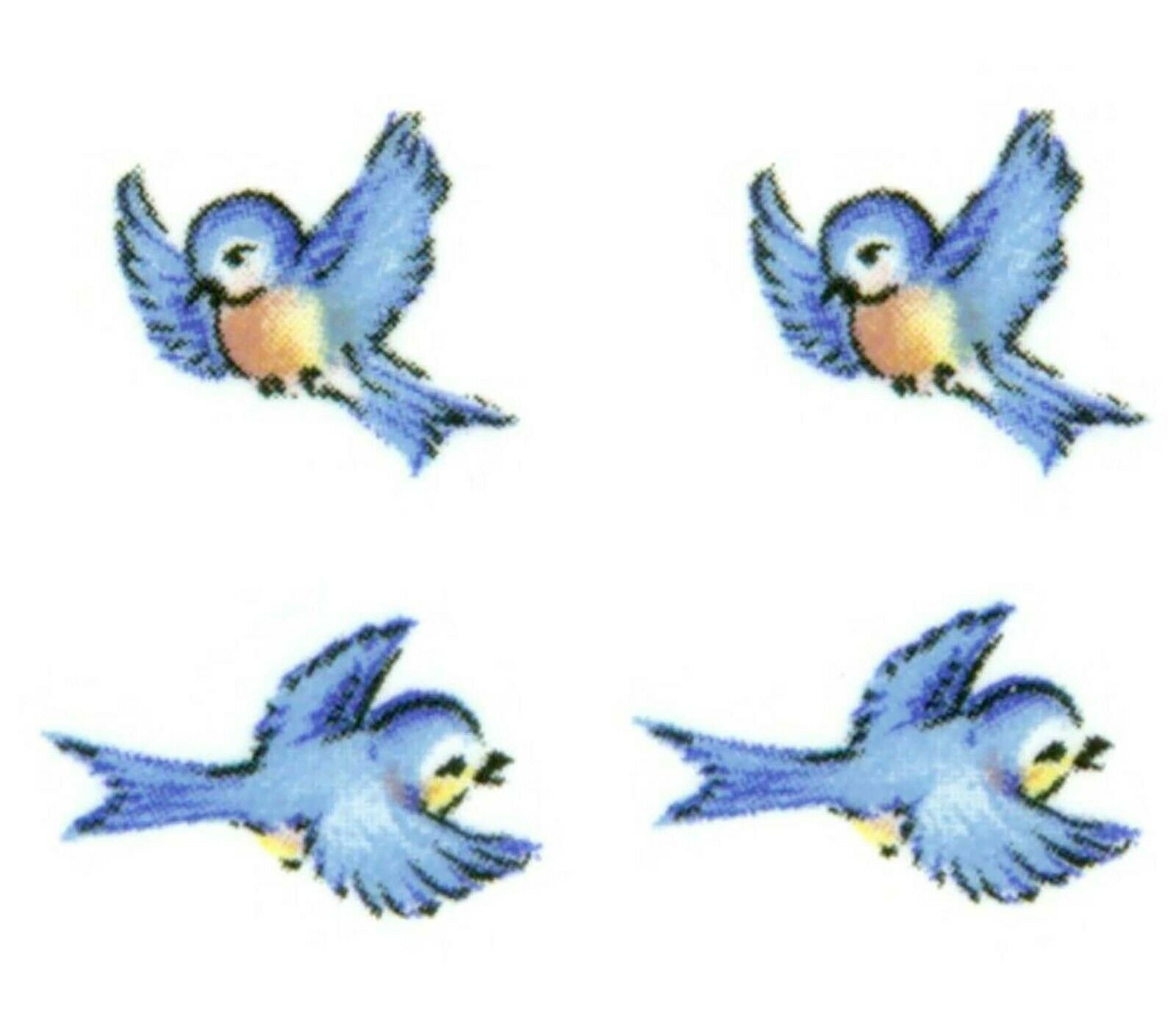 Tiny Blue Birds 12 Pcs 3/8" Or 1/2" Select-a-size Waterslide Ceramic Decals Ox