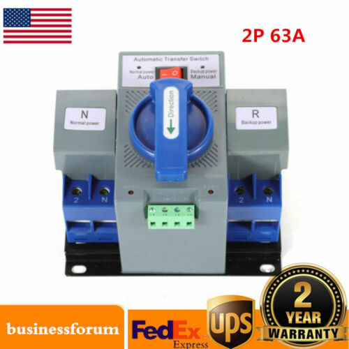 2p 63a Dual Power Automatic Transfer Switch Generator Changeover Switch 110v Usa