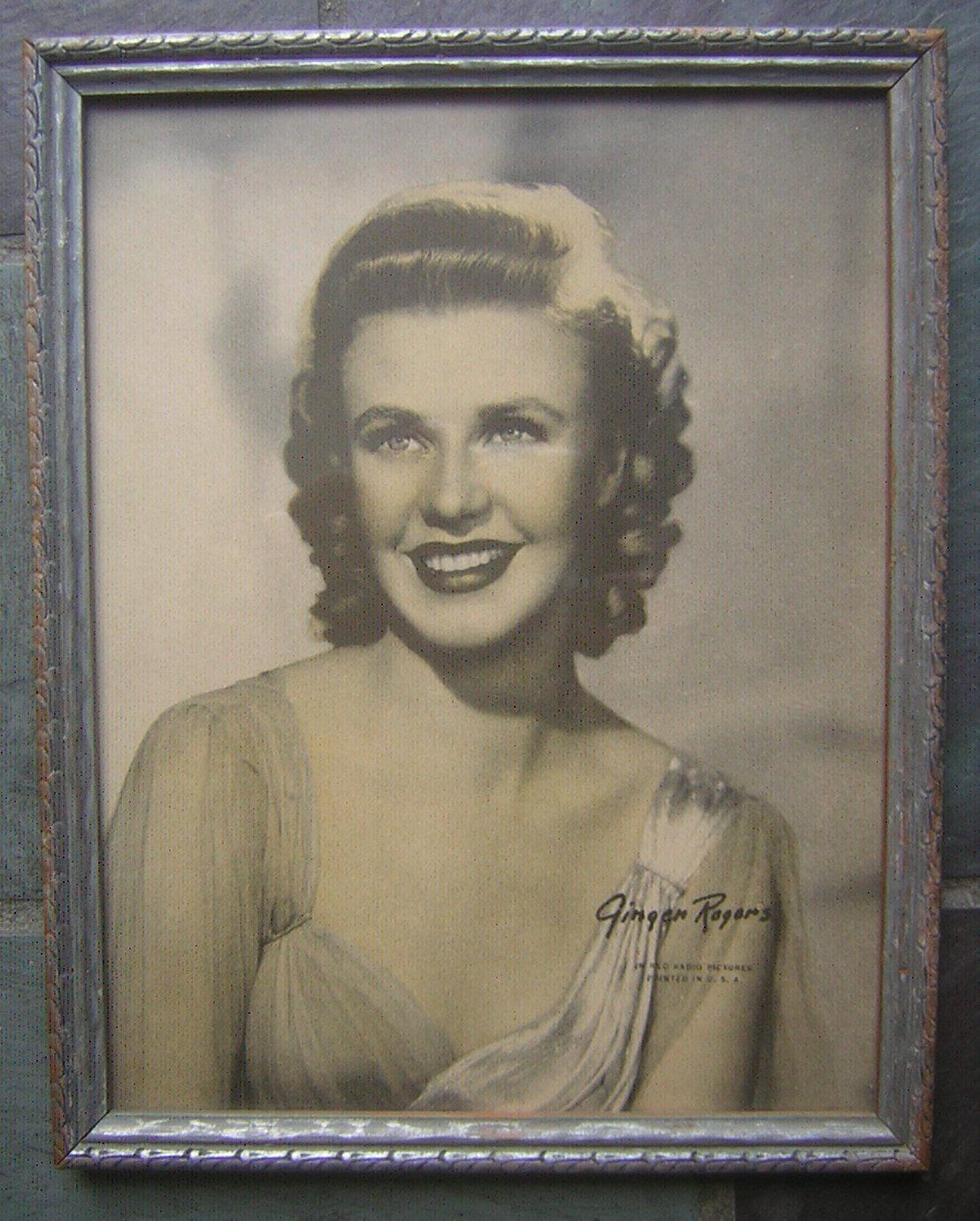 Vintage 1930's Ginger Rogers 8x10" Movie Star Photo In Original Picture Frame