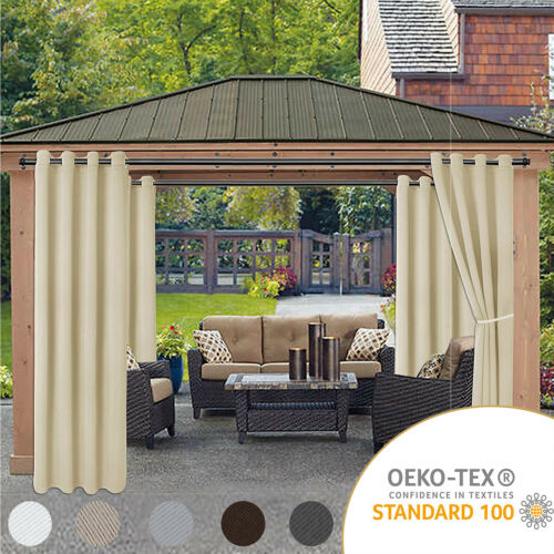 Waterproof Outdoor Curtains For Patio - Thermal Insulated, Sun Blocking 2 Panels