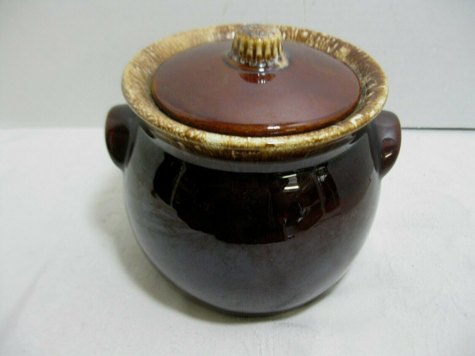 Brown Drip Bean Pot With Lid 2 Quart Hull Pottery Oven Proof Usa Free Shipping