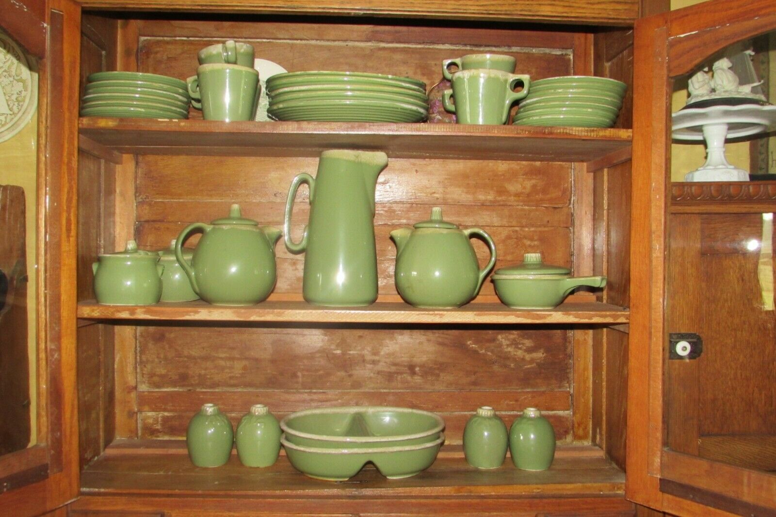 Avocado Green Drip Hull Plate-bowl-pitcher-teapot-salt & Pepper-coffee Cup #2393