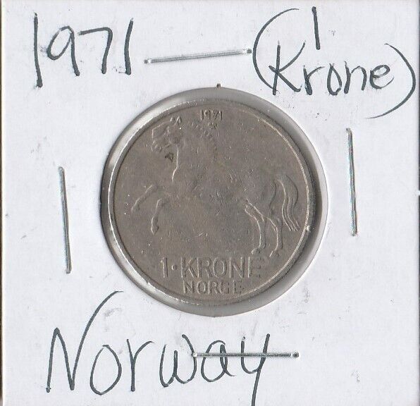 1971 Norway 1  Krone - Km#409 - Olav V