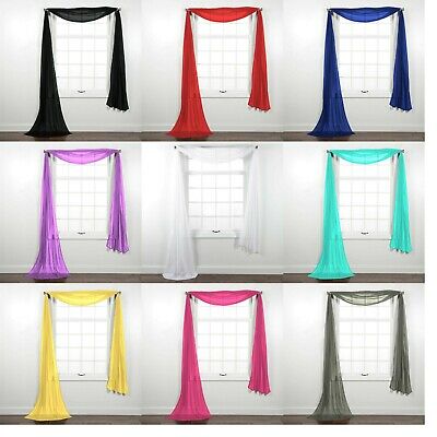 Fully Stitched Sheer Window Scarf Valance Topper Curtain Drapes In Many Colors
