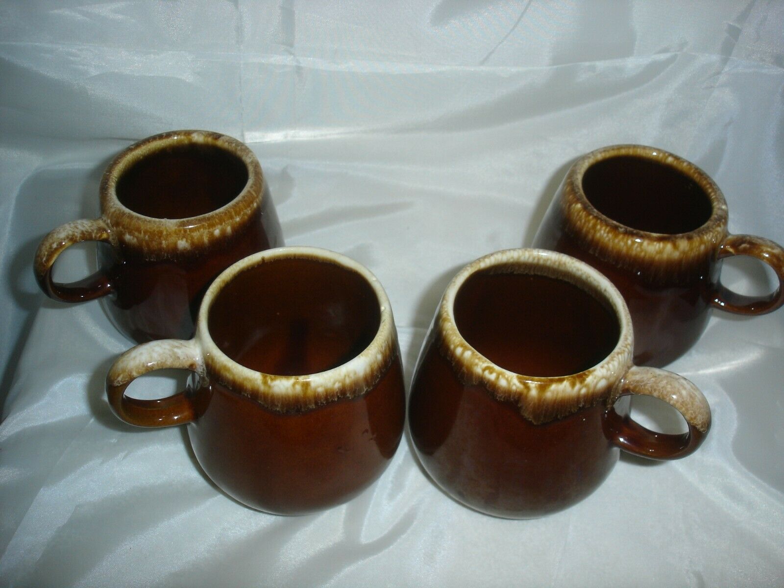 Vintage Mccoy Brown Drip Coffee / Tea Cups - Set Of 7 -  #7025