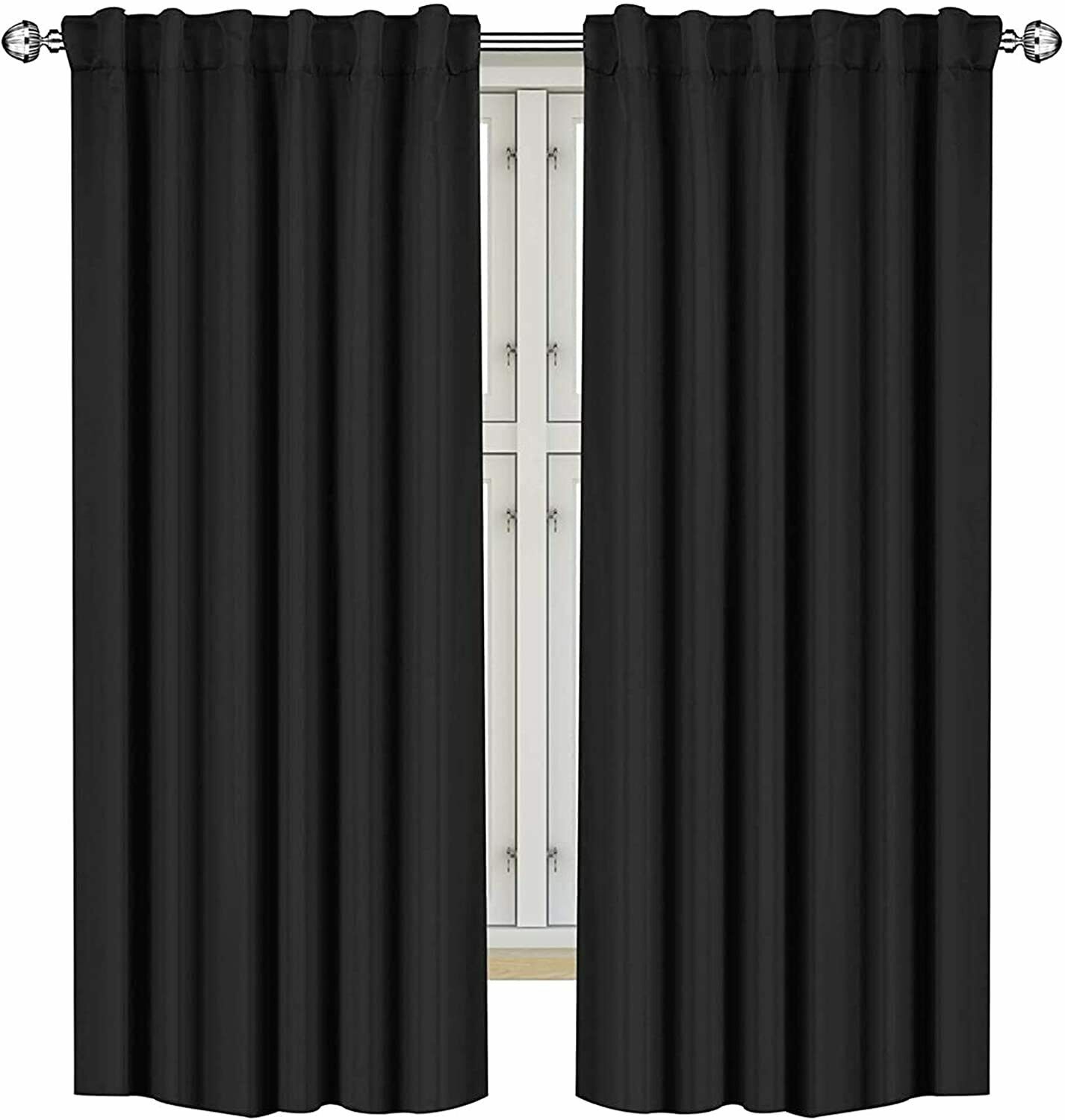 2 Panels Blackout Curtain 52x63 Inch Room Darkening Curtains Loops Utopia Home