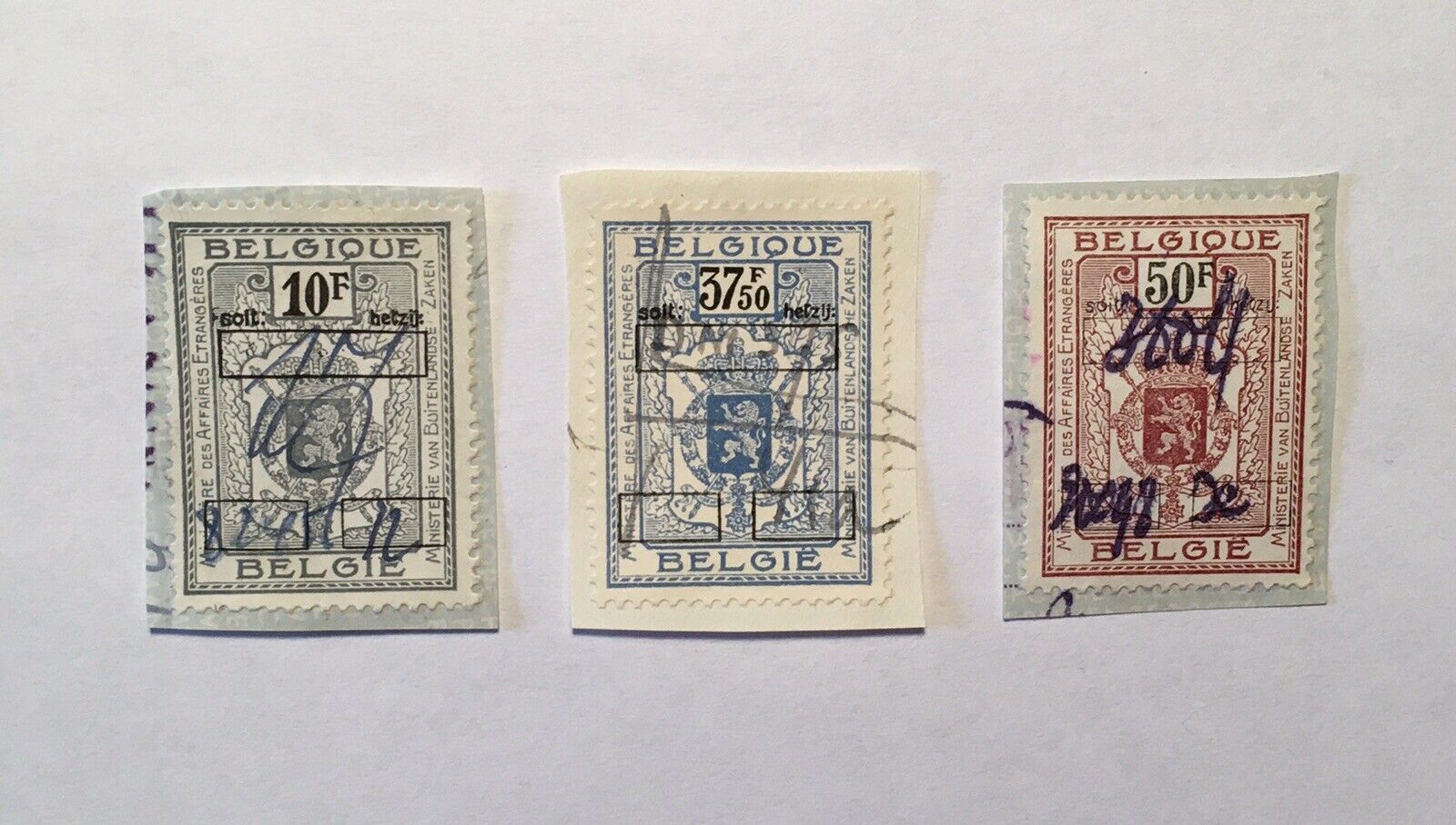 3 Consular Stamps On Visa Fragments Belgium