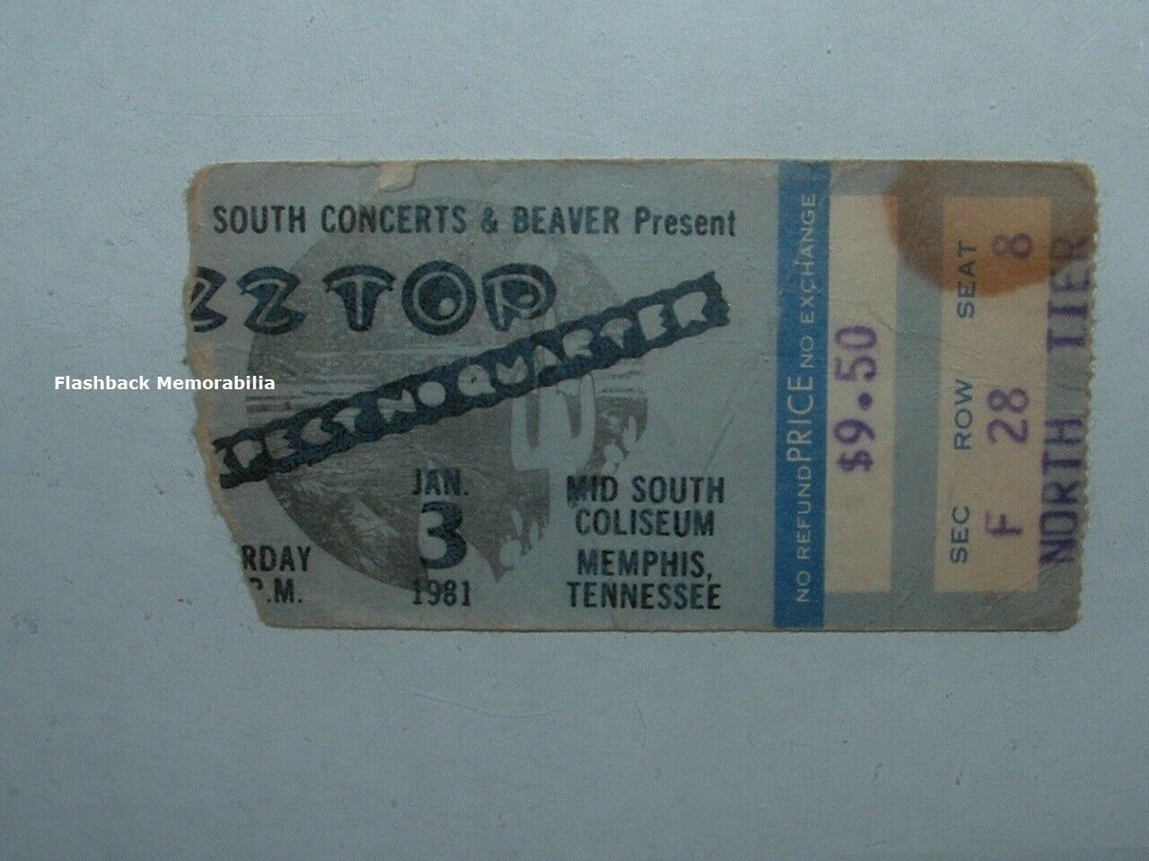 Zz Top '81 Concert Ticket Stub Memphis Mid-south Coliseum Expect No Quarter Blue