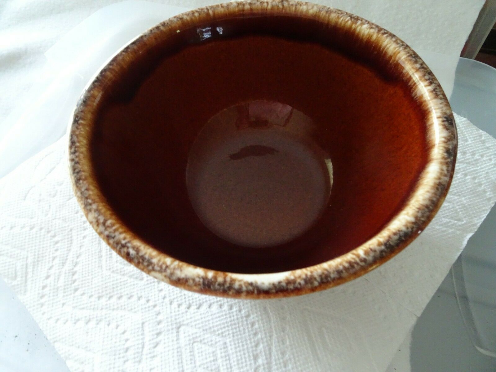 Vintage Hull Pottery Brown Drip Glaze Round 7” Serving Bowl-\ Oven Proof-usa-euc