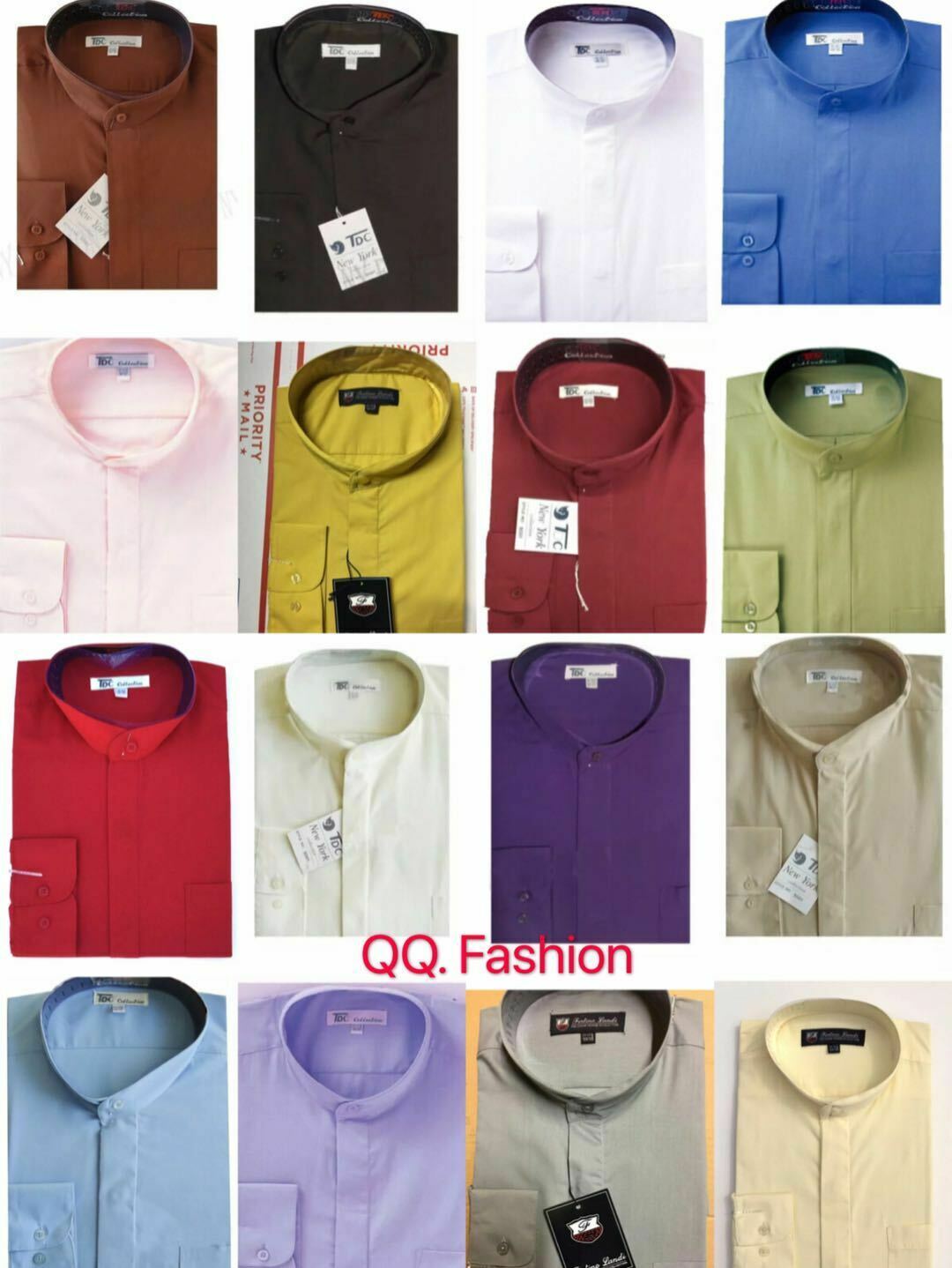 Mens' Mandarin Collar ( Banded Collar) Dress Shirt By Fotino Landi  Style Sg01
