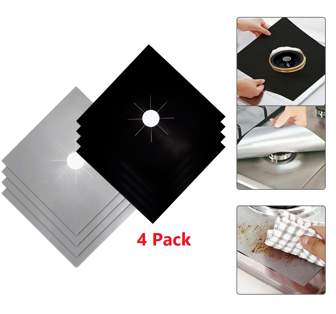 4 Gas Range Stove Top Burner Cover Protector Reusable Liner Clean Cook Non-stick