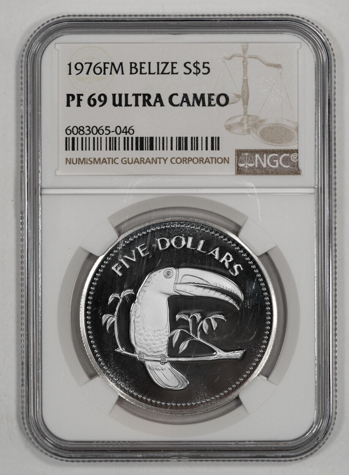 1976 Fm Proof Belize Five Dollars S$5 Silver Ngc Pf 69 Ultra Cameo (046)