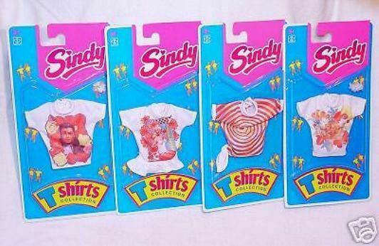 4x Hasbro Sindy Doll Print Fashion Full T-shirt Outfit Collection Set Moc`93!