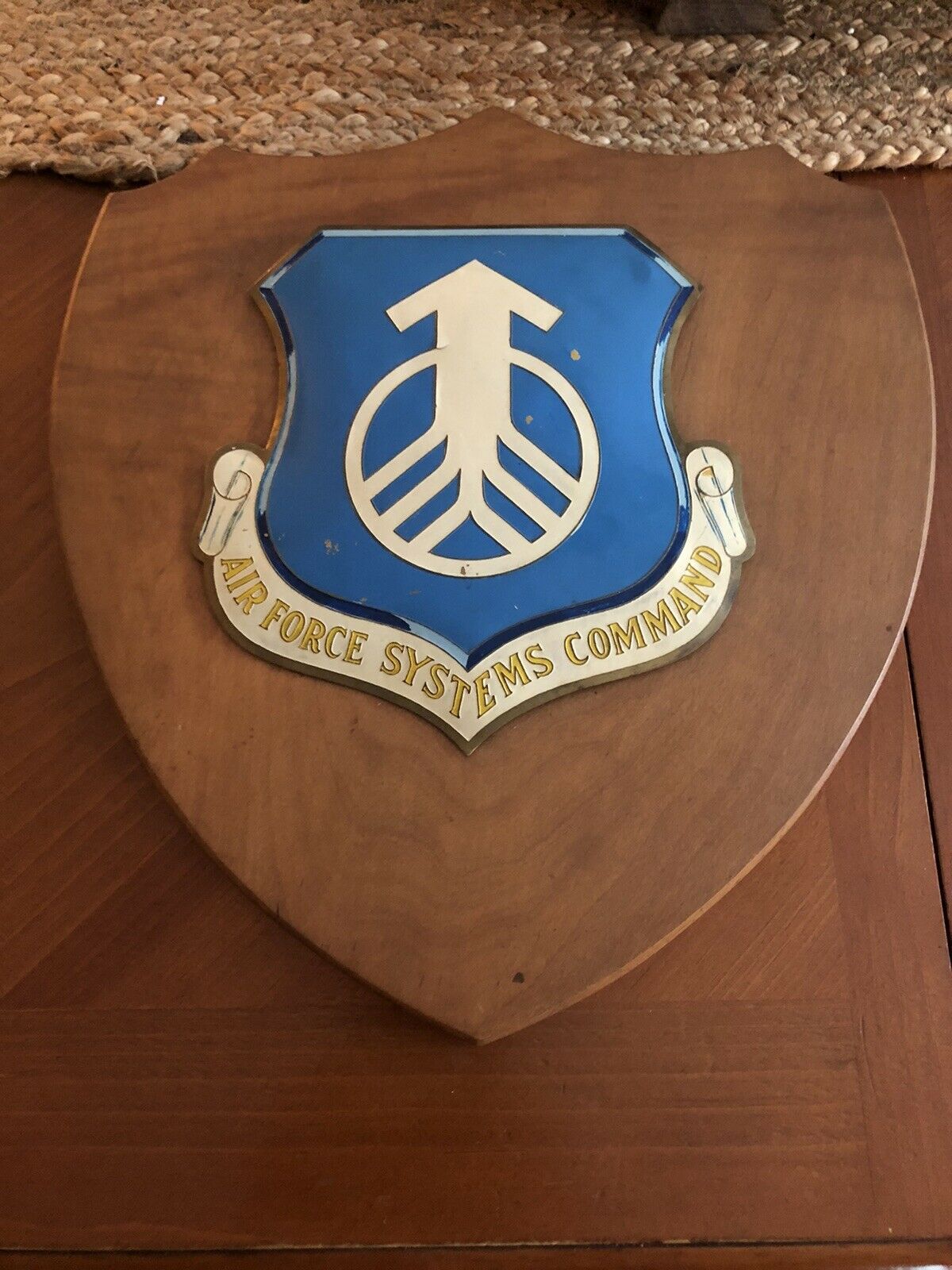 Vintage Usaf Air Force Systems Command Metal/wood Wall Plaque Air Combat Award