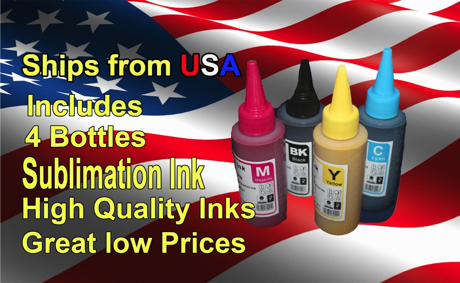 Sublimation Ink For Epson Printers 4 X 100ml Bottles High Quality Low Price Inks