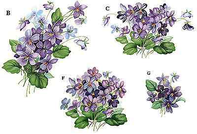 Purple Violet Flower Select-a-size Waterslide Ceramic Decals Bx