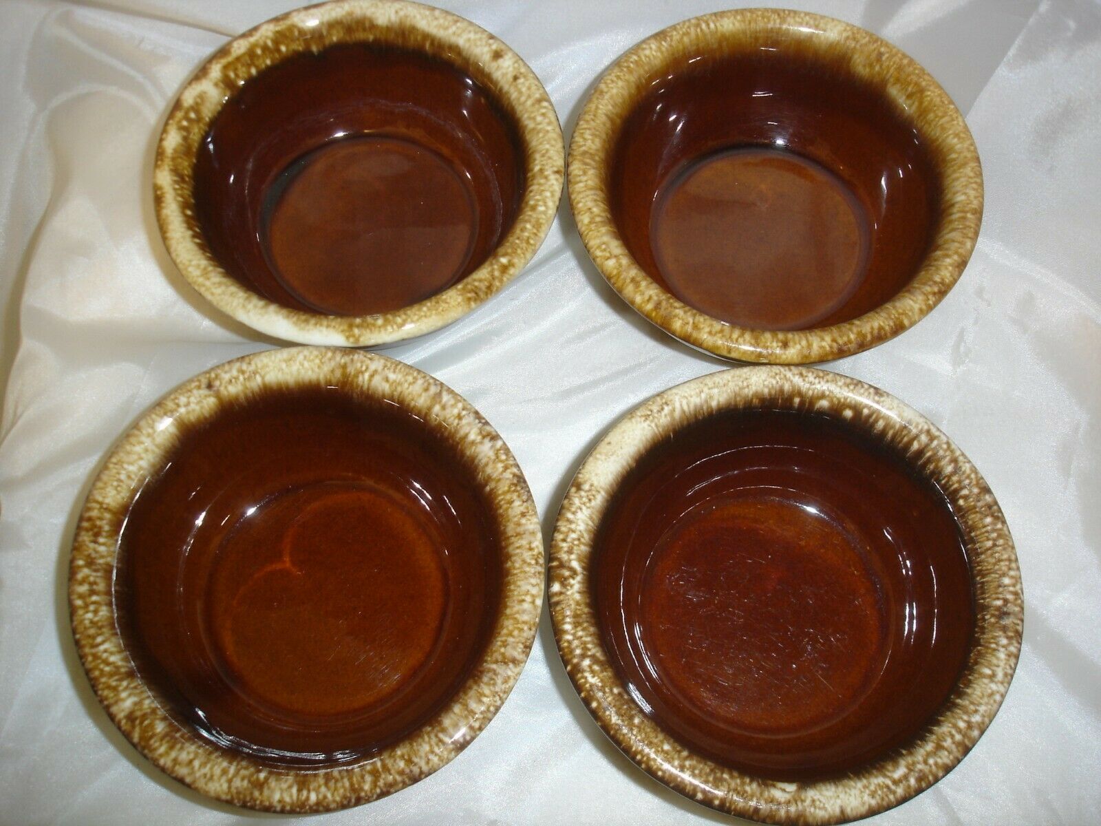 Vintage Hull Brown Drip Fruit / Dessert Bowls  - Set Of 4
