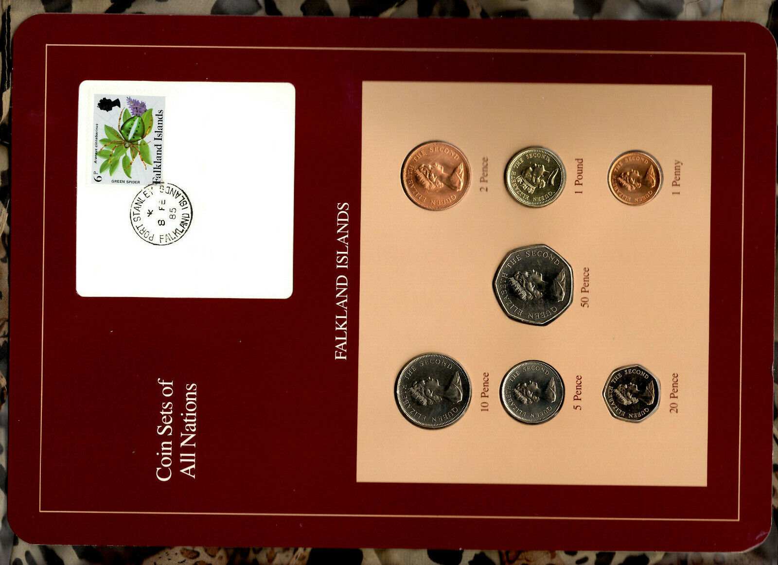 Coin Sets Of All Nations Falkland Island W/card 1,2,5,10,20,50 Pence £1 1987 Unc