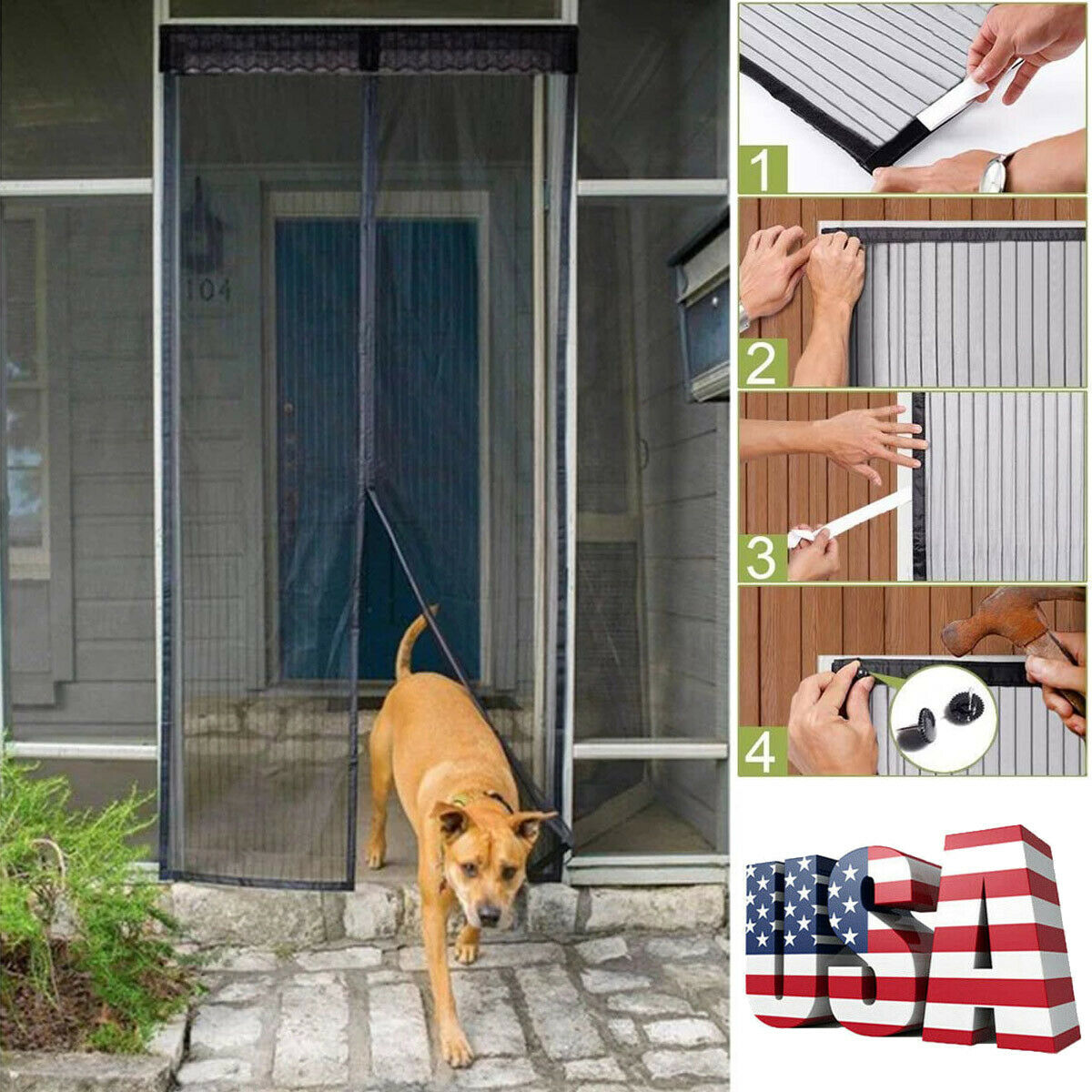 Magnetic Screen Door Heavy Duty Hands-free Mosquito Mesh Anti Bugs Fly Curtain