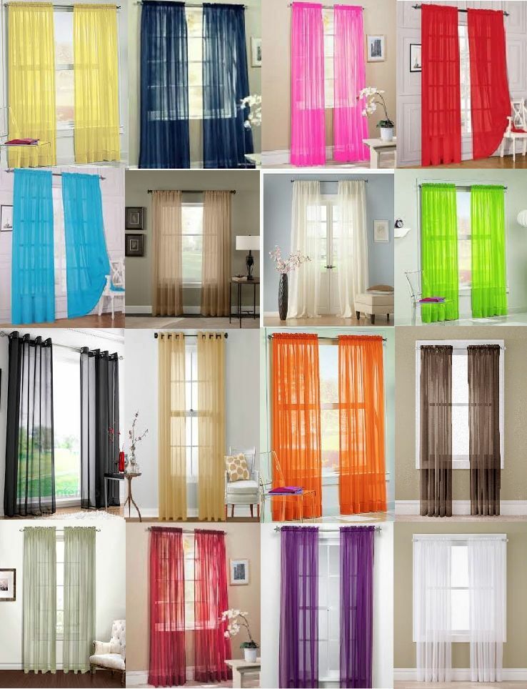 2pc Sheer Voile Window Panel Curtains Drape 63" ,84 ,95" Or 1pc Scarf Many Color