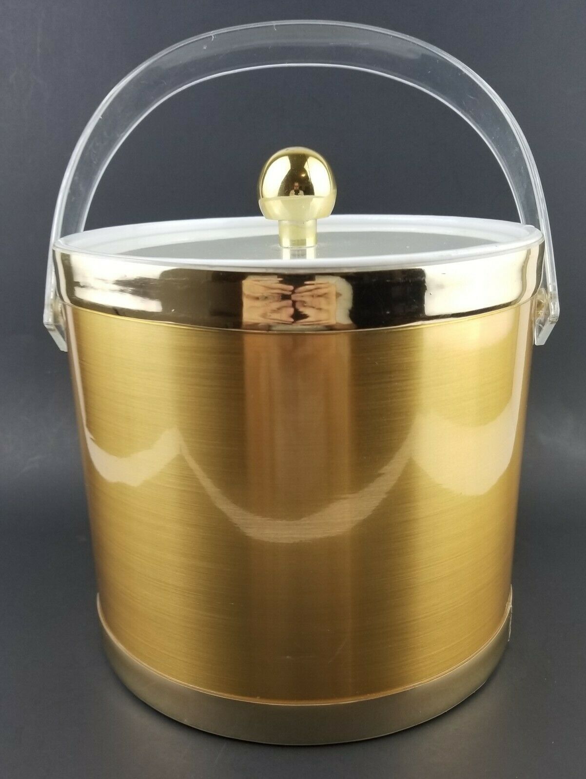 Insulated Ice Bucket With Lid And Handle Gold Retro Barware