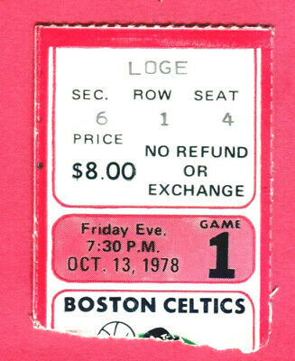 Rare 1978 Celtics/cavaliers Opening Day Ticket Stub-10/13/78