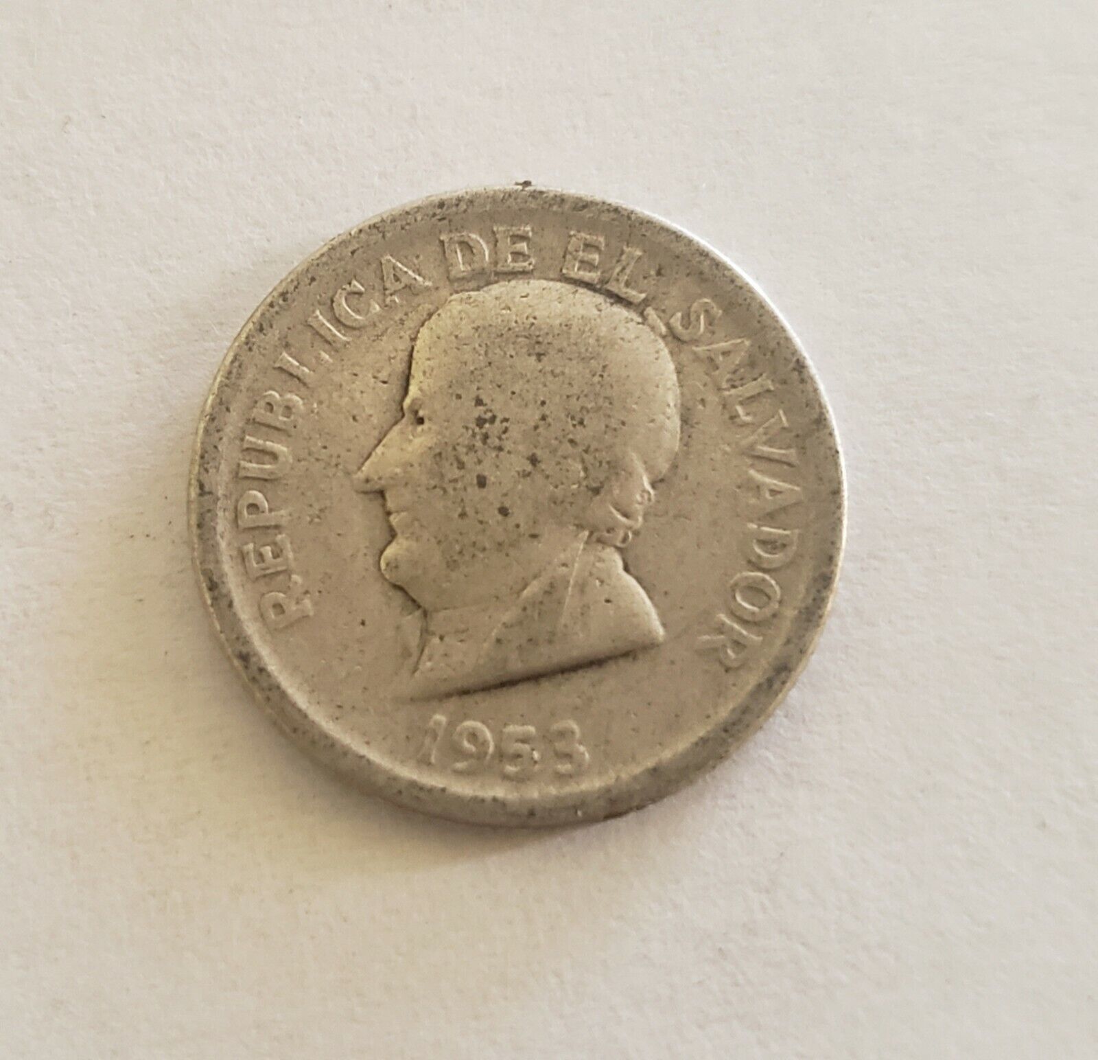 1953 El Salvador 25 Centavos Silver Jose Matias Delgado Collectable Coin