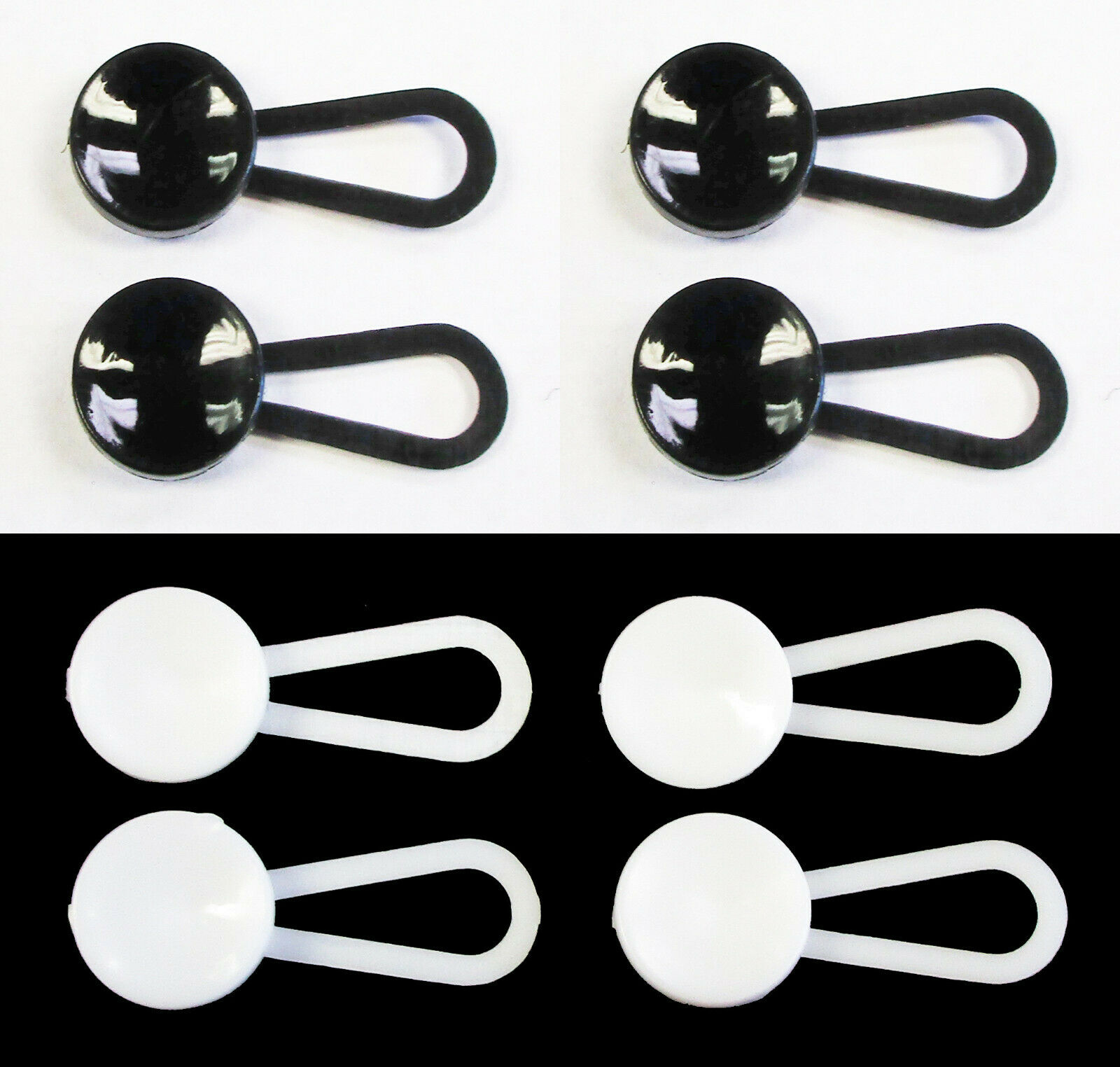 Eight Shirt Collar Neck Button Extenders 4 White & 4 Black Free Shipping