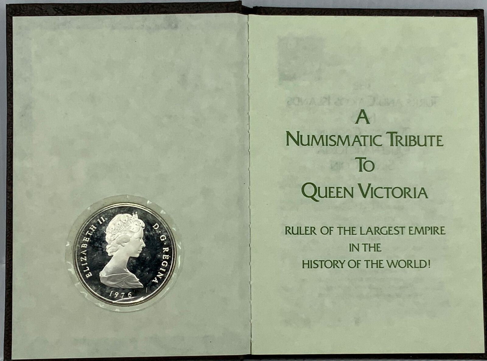 1976 Turks & Caicos Elizabeth Ii 4 Victorias Proof Silver 20 Crown Coin I114841