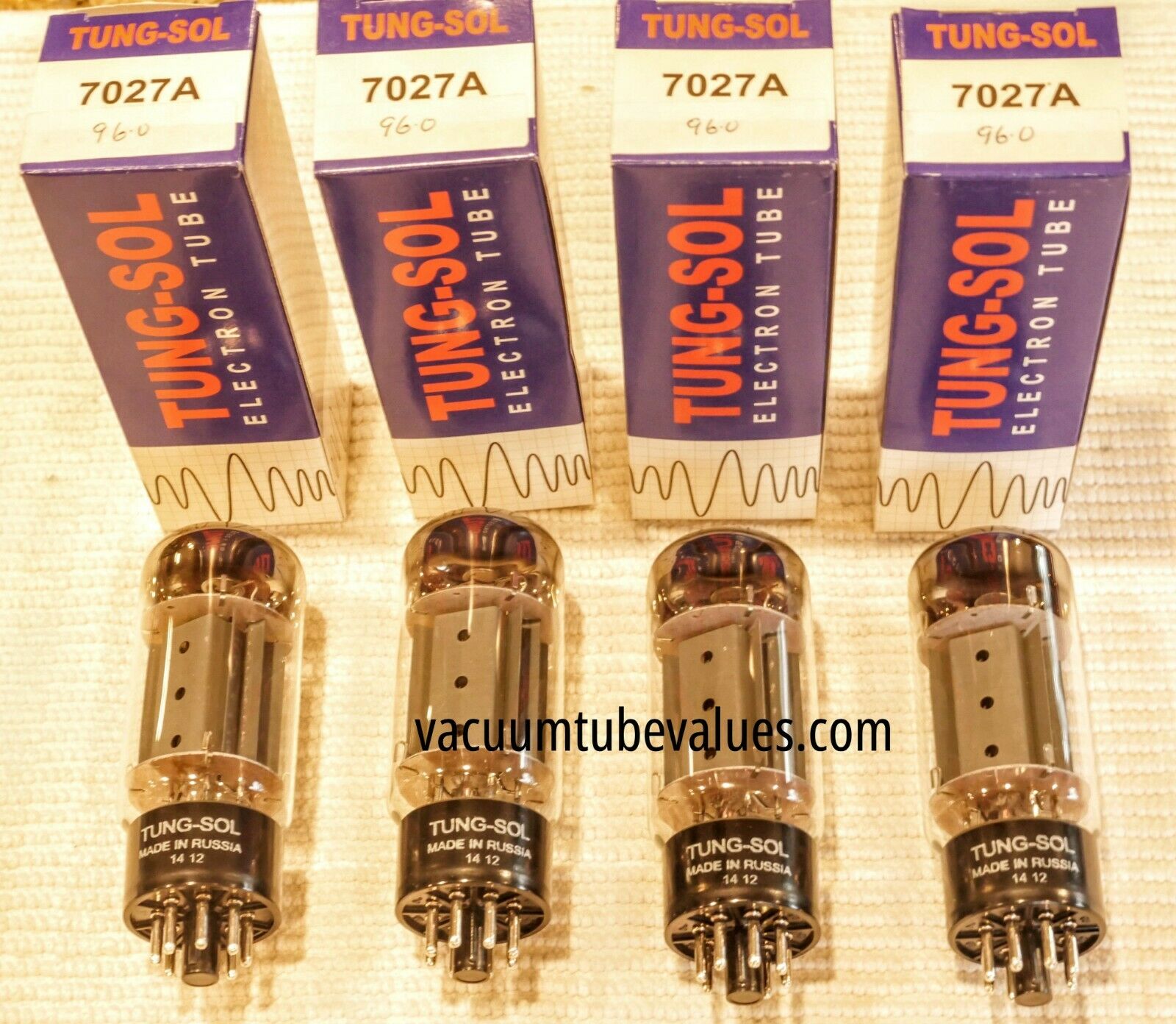 Quad Four Tung-sol Factory Platinum Matched  7027a 7027 Tubes 24hr Burn-in