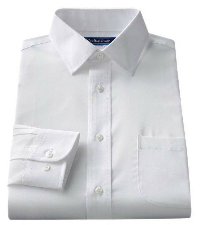 Men's Croft & Barrow Classic-fit Easy Care "spread" Collar Dress White Shirt