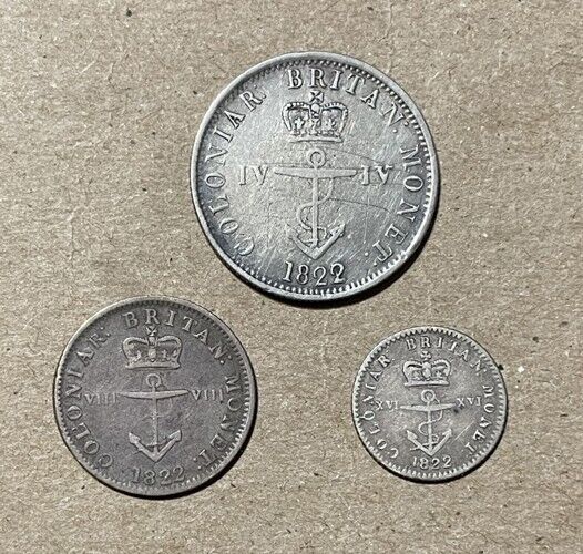 British West Indies - Group Of (3) Silver Coins - 1822 Dated