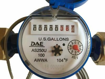 Dae As250u-100p 1" Water Meter, Pulse Output, Measured In Gallon + Couplings